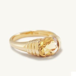 Mejuri 14k Yellow Gold Heirloom Ring, Honey Quartz | Size 7